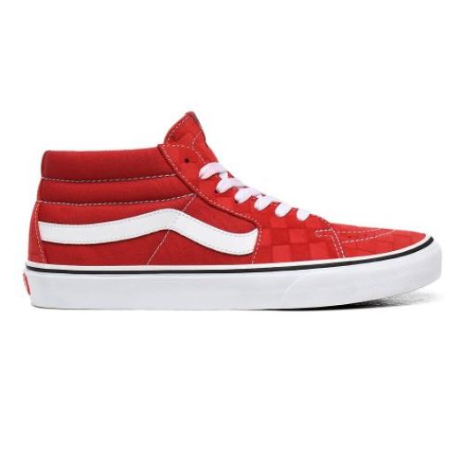 Vans Shoes | Deboss Checkerboard Sk8-Mid (Deboss Checkerboard) Pompeian Red/True White