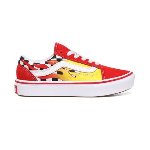 Vans Shoes | Flame ComfyCush Old Skool Kids (4-8 years) (Flame) Checkerboard/Red