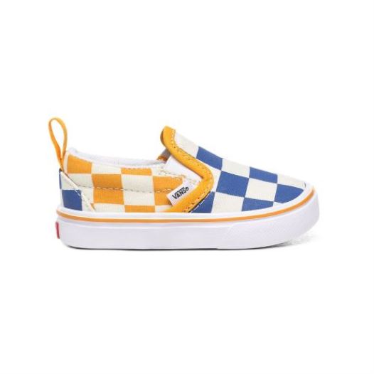 Vans Shoes | Big Checker ComfyCush Slip-On V Toddler (1-4 years) (Big Checker) True Blue/Cadmium Yellow