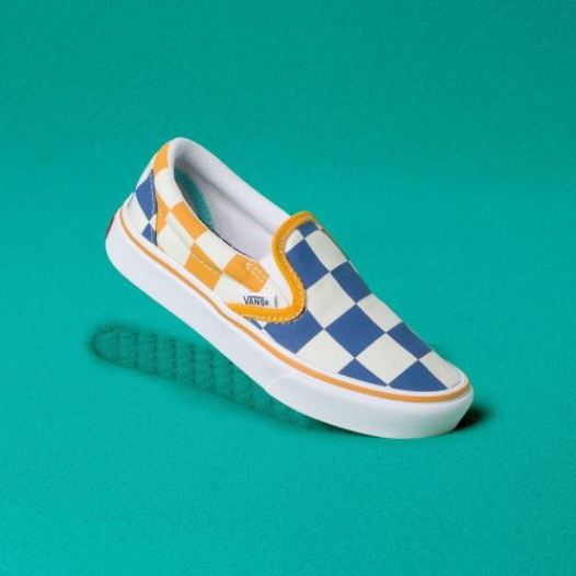Vans Shoes | Big Checker ComfyCush Slip-On Youth (8-14 years) (Big Checker) True Blue/Cadmium Yellow