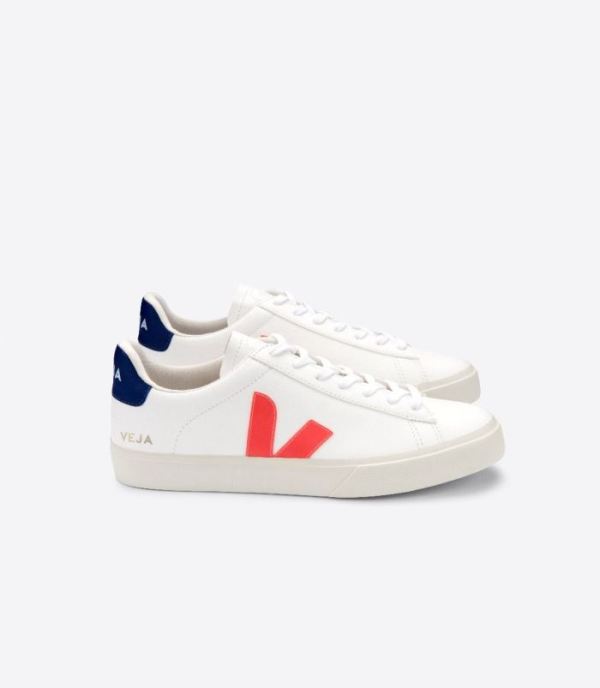 VEJA | WOMENS CAMPO CHROMEFREE WHITE ORANGE-FLUO