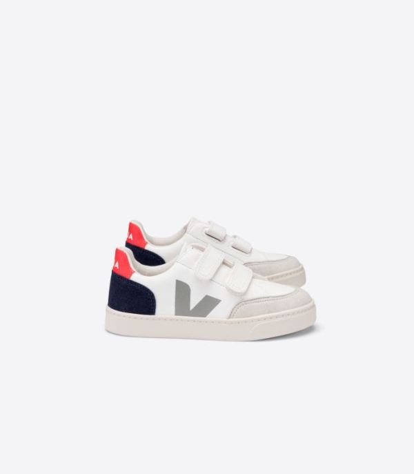 VEJA | KIDS V-12 CHROMEFREE LEATHER WHITE MULTICO NAUTICO