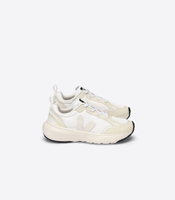 VEJA | KIDS CANARY ELASTIC LACES ALVEOMESH WHITE PIERRE