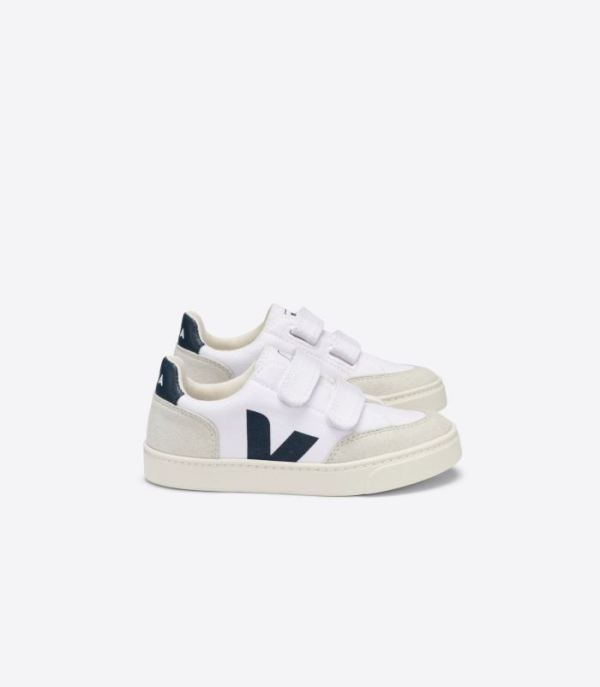 VEJA | KIDS V-12 CANVAS WHITE NAUTICO NATURAL