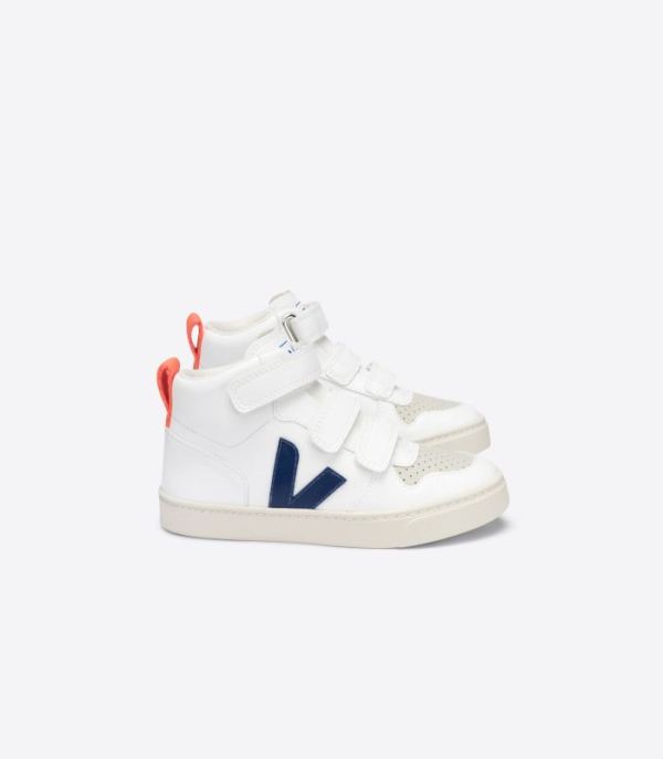 VEJA | KIDS V-10 MID CWL WHITE COBALT ORANGE FLUO