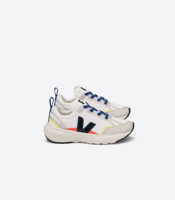 VEJA | KIDS CANARY ELASTIC LACES ALVEOMESH WHITE NAUTICO