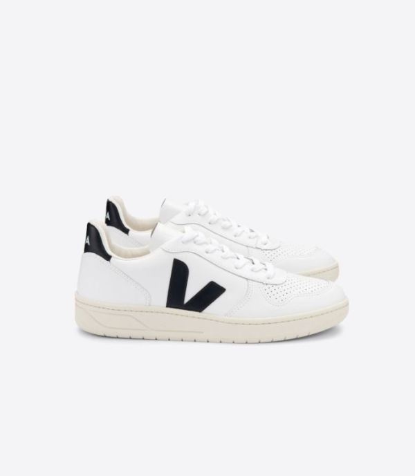 VEJA | MENS V-10 LEATHER WHITE BLACK