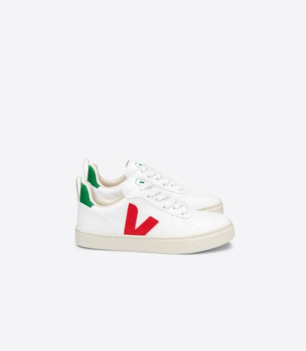 VEJA | KIDS V-10 LACES CWL WHITE PEKIN EMERAUDE