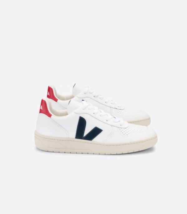 VEJA | WOMENS V-10 LEATHER WHITE NAUTICO PEKIN