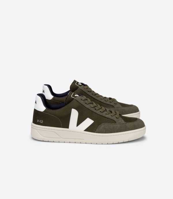 VEJA | MENS V-12 VEGAN B-MESH OLIVE WHITE