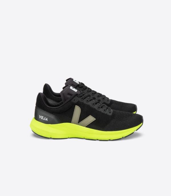 VEJA | WOMENS MARLIN LT V KNIT BLACK KAKI JAUNE FLUO