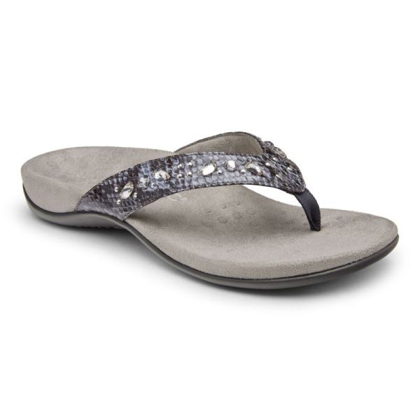 Vionic - Women's Lucia Toe Post Sandal - Slate Grey Snake