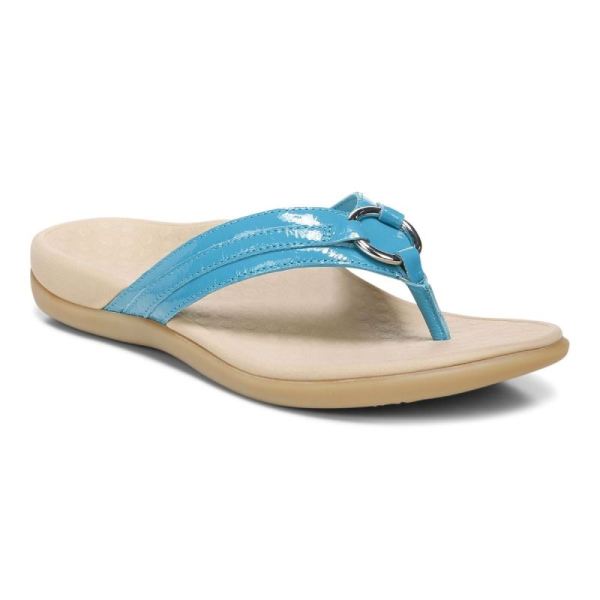 Vionic - Women's Tide Aloe Toe Post Sandal - Lake Blue Leather