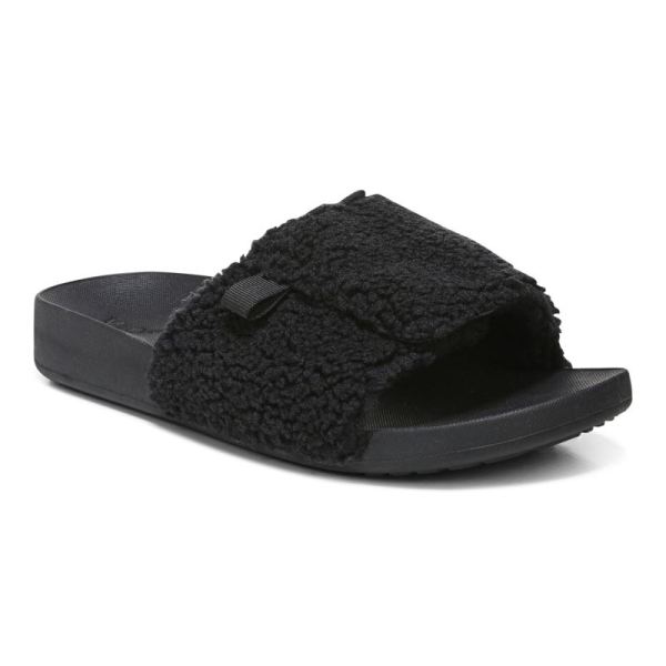 Vionic - Women's Keira Slide Sandal - Black Shearling