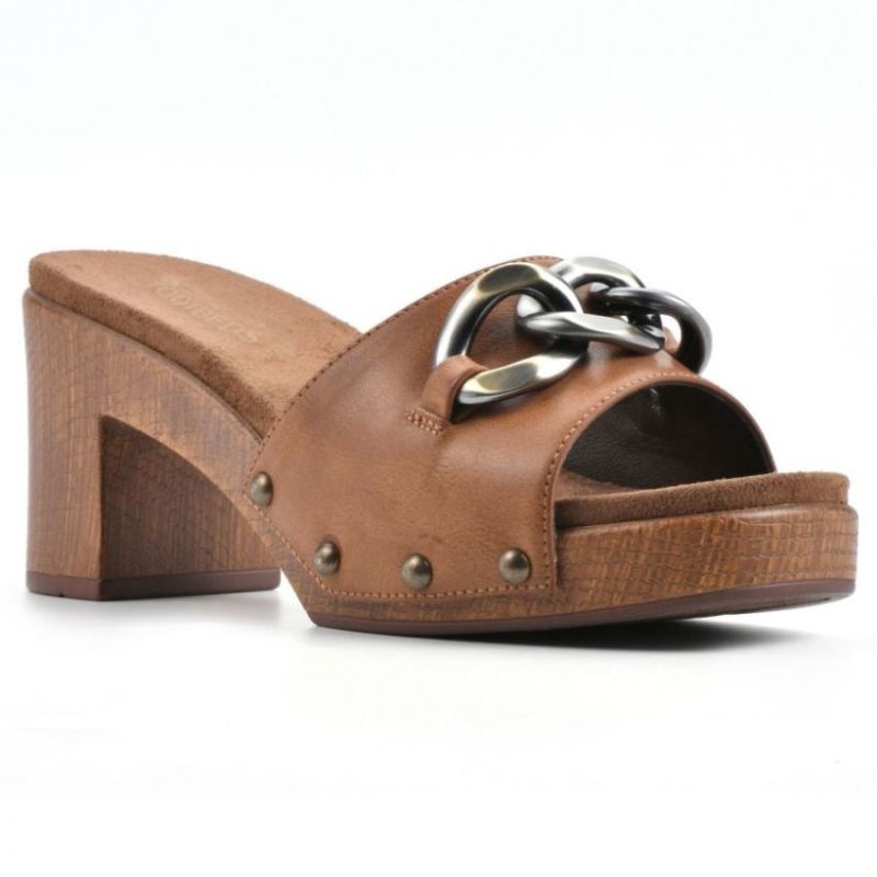 White Mountain Women's Jem Footbeds Heeled Sandal-Tan Faux Leather | Canada Outlet