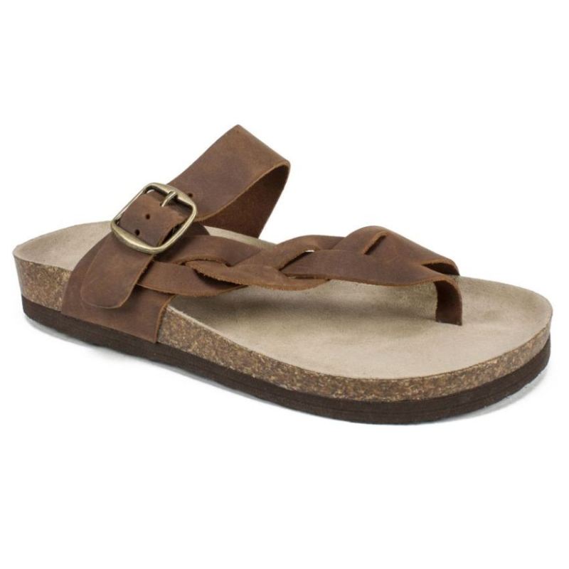 White Mountain Women's Crawford Leather Footbeds Sandal-Brown | Canada Outlet