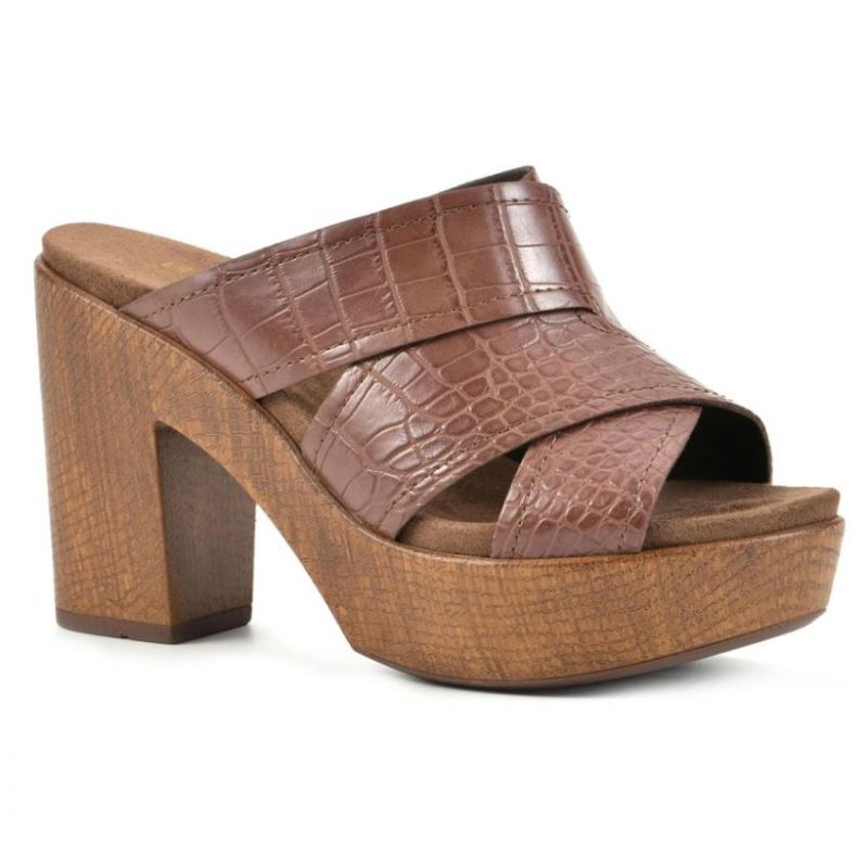 White Mountain Women's Alive Footbeds Heel-Chestnut Croco Print | Canada Outlet
