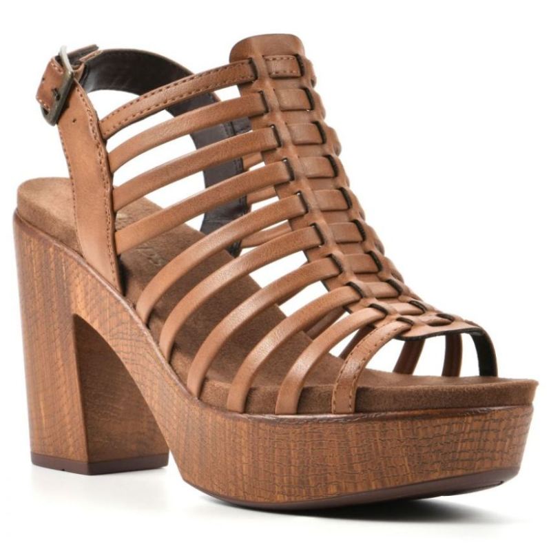 White Mountain Women's Astonish Footbeds Heel-Dark Tan Faux Leather | Canada Outlet