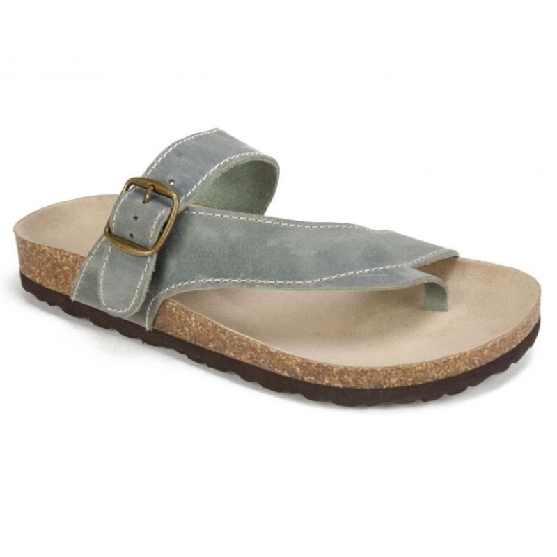 White Mountain Women's Carly Leather Footbeds Sandal-Light Blue | Canada Outlet