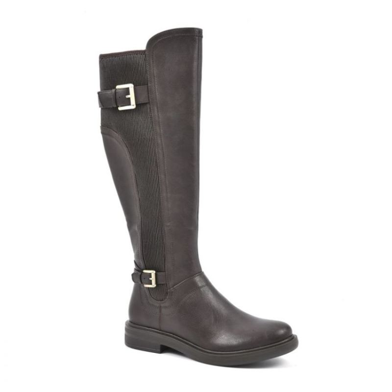 White Mountain Women's Meditate Tall Boot-Dark Brown Faux Leather | Canada Outlet