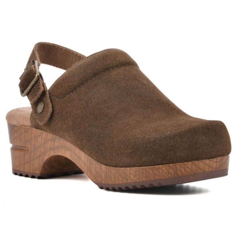 White Mountain Women's Being Leather Clog-Brown Suede | Canada Outlet
