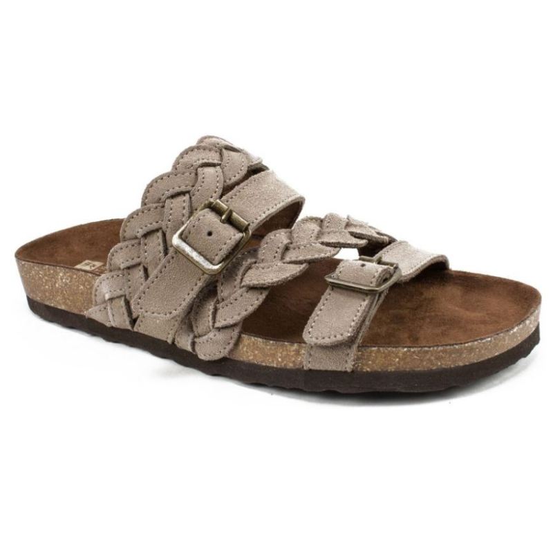 White Mountain Women's Holland Leather Footbeds Sandal-Light Taupe Suede | Canada Outlet