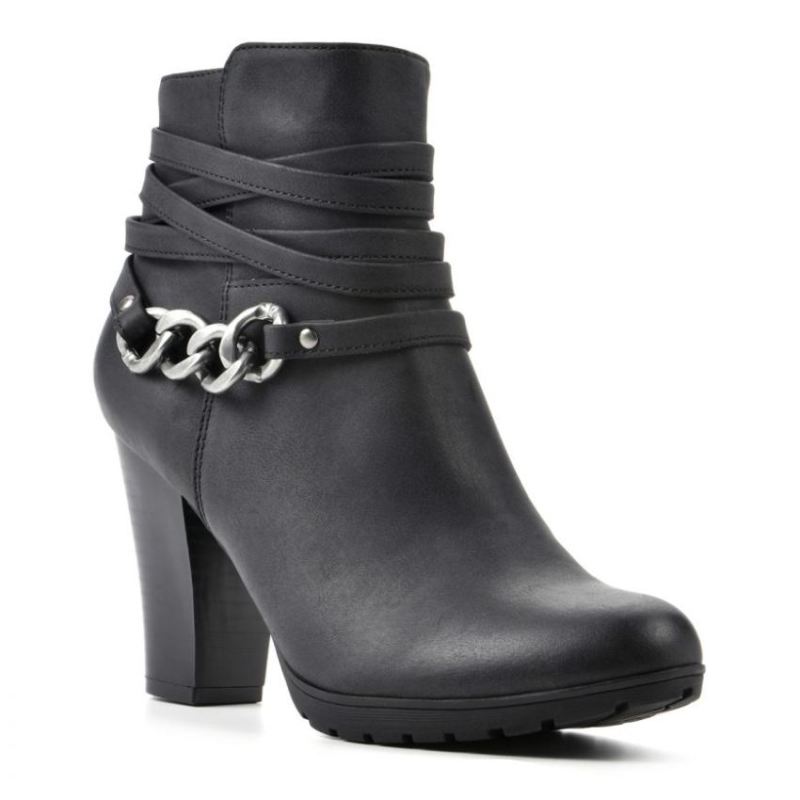 White Mountain Women's Sammuel Bootie-Black Smooth | Canada Outlet