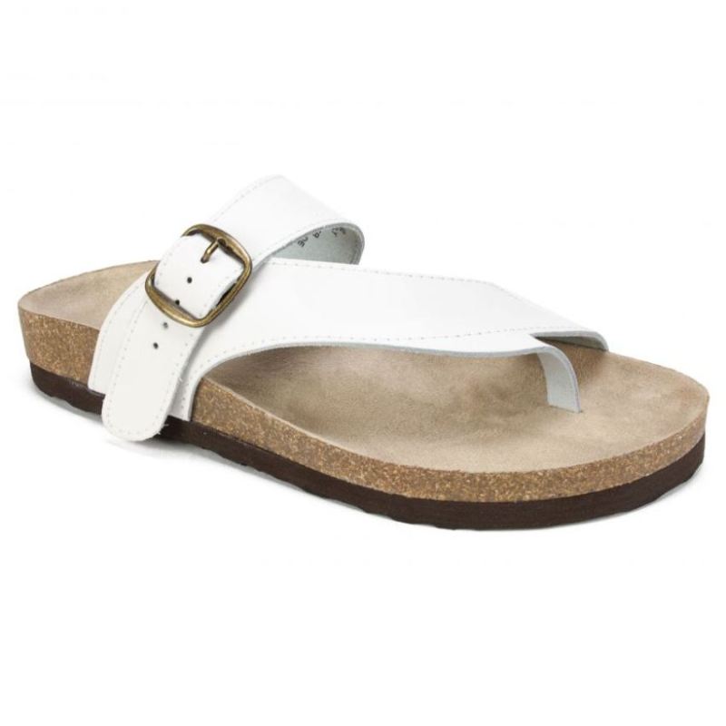 White Mountain Women's Carly Leather Footbeds Sandal-White | Canada Outlet