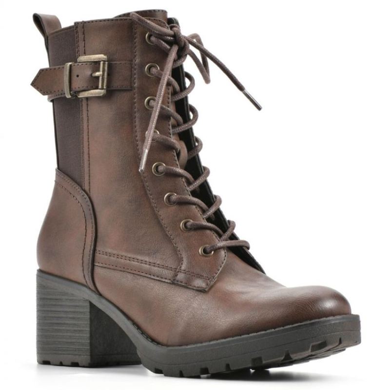 White Mountain Women's Bradley Bootie-Mocha Faux Leather | Canada Outlet