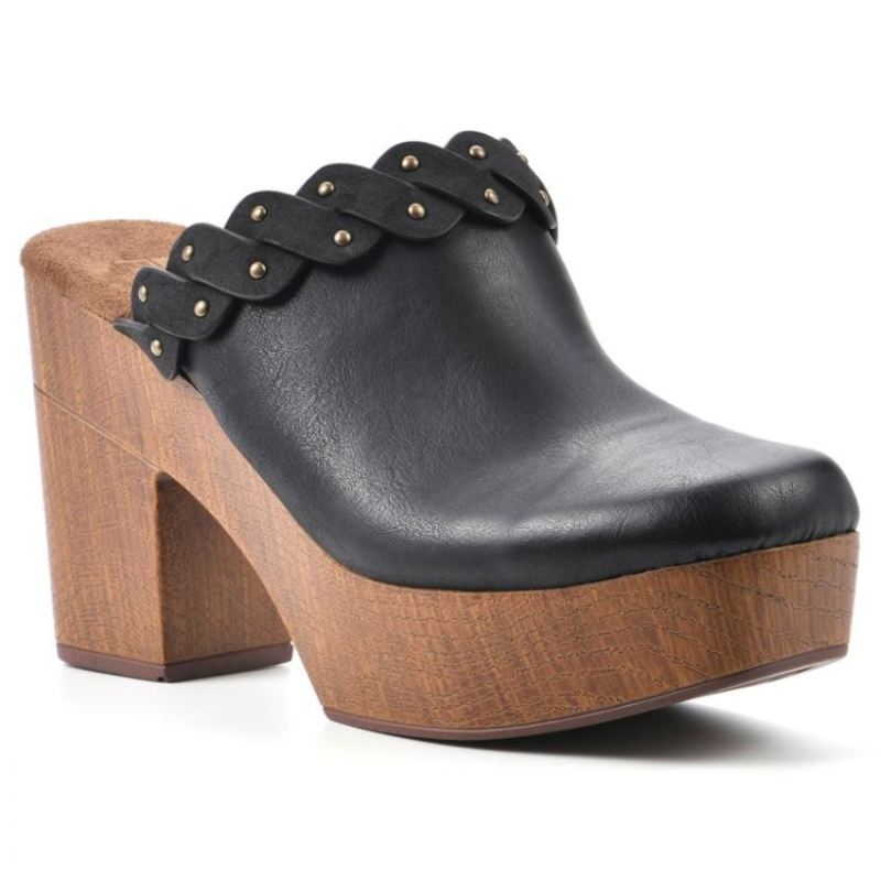 White Mountain Women's Toss Up Footbeds Clog-Black Faux Leather | Canada Outlet