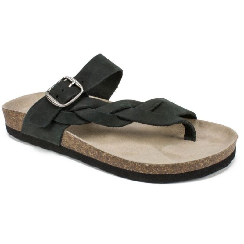White Mountain Women's Crawford Leather Footbeds Sandal-Black | Canada Outlet