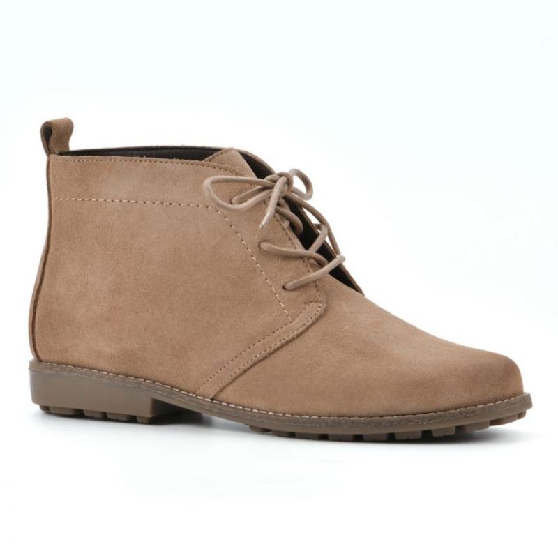 White Mountain Women's Auburn Wide Suede Bootie-Natural Suede | Canada Outlet