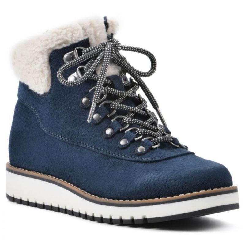 White Mountain Women's Cozy Bootie-Navy Pebble Grain Fabric | Canada Outlet