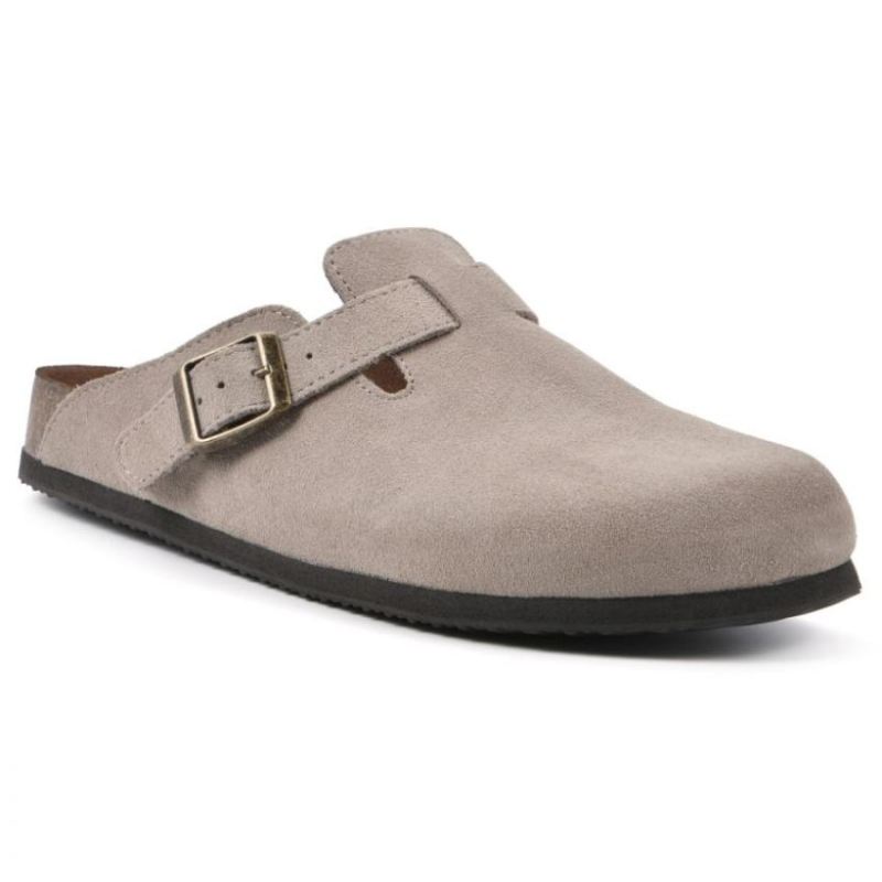 White Mountain Women's Bari Leather Footbeds Clog-Taupe | Canada Outlet