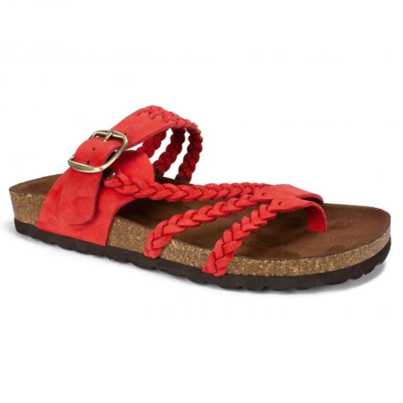 White Mountain Women's Hayleigh Leather Footbeds Sandal-Red | Canada Outlet