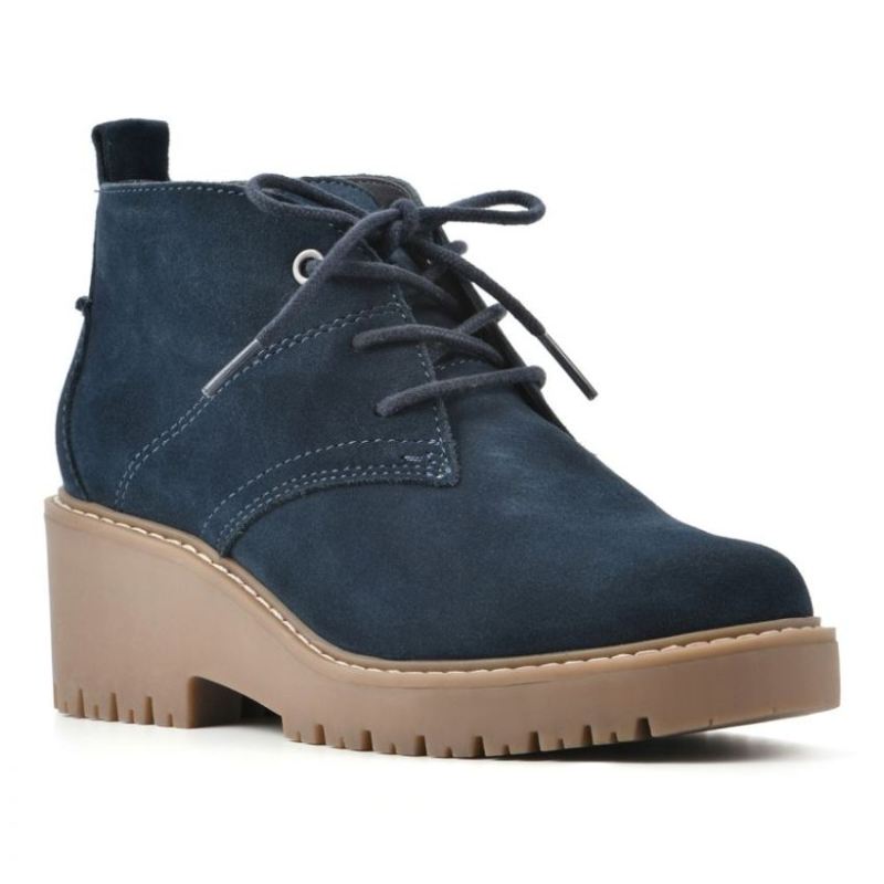 White Mountain Women's Danny Suede Wide Bootie-Navy Suede | Canada Outlet