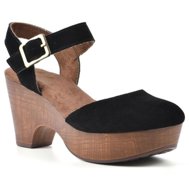 White Mountain Women's Casey Heeled Clog-Black Suede | Canada Outlet