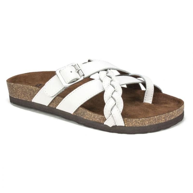 White Mountain Women's Harrington Leather Footbeds Sandal-White | Canada Outlet