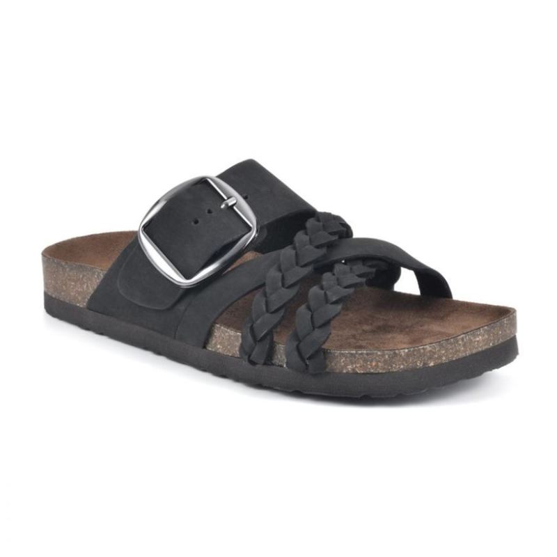 White Mountain Women's Healing Leather Footbeds Sandal-Black | Canada Outlet