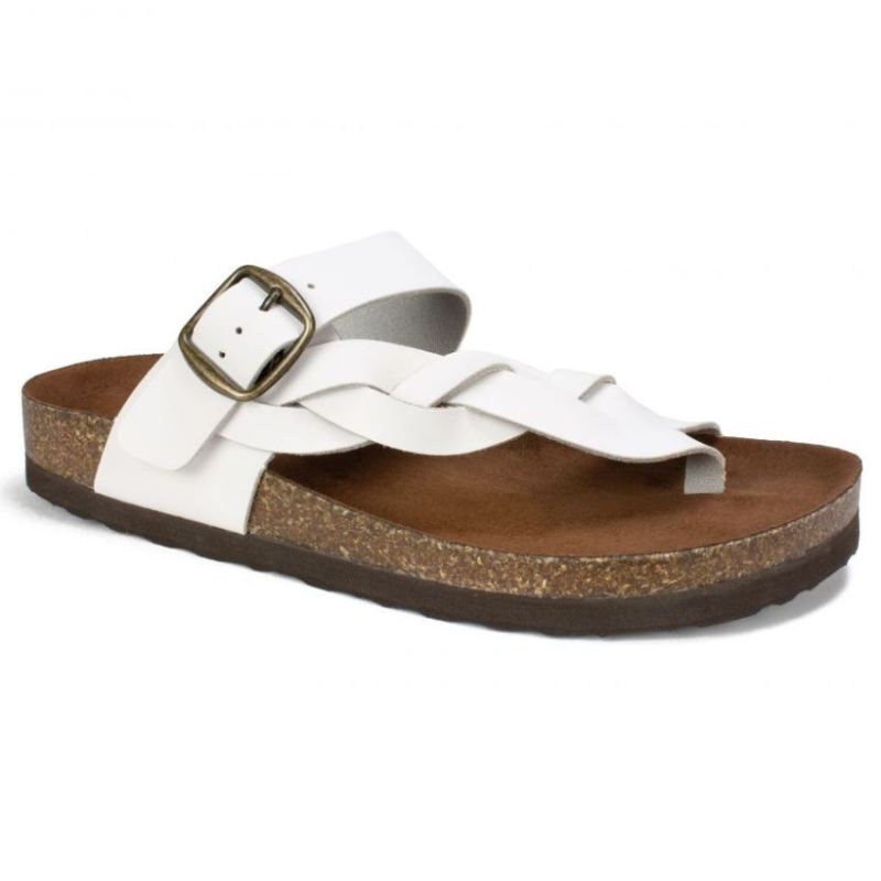 White Mountain Women's Crawford Leather Footbeds Sandal-White | Canada Outlet