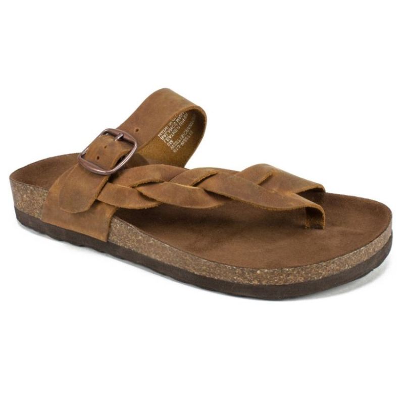 White Mountain Women's Crawford Leather Footbeds Sandal-Whiskey | Canada Outlet