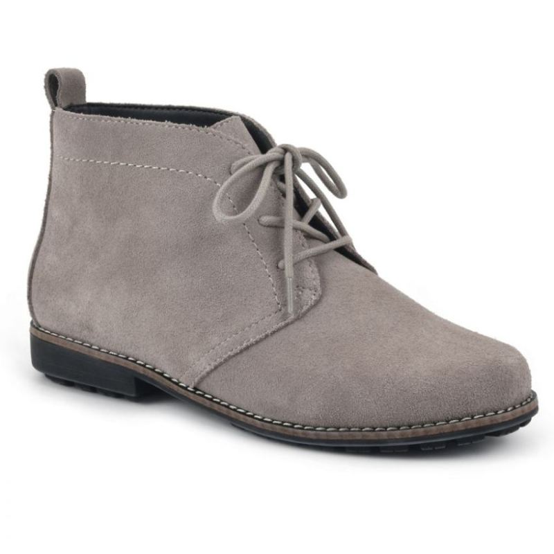 White Mountain Women's Auburn Suede Bootie-Light Grey Suede | Canada Outlet