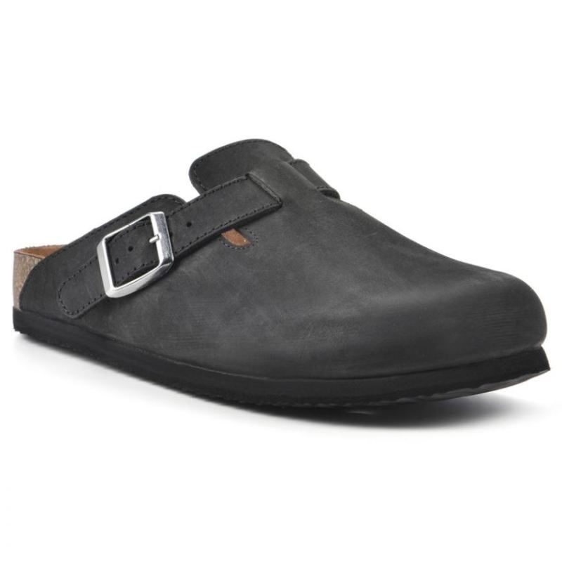 White Mountain Women's Bari Leather Footbeds Clog-Black Leather | Canada Outlet