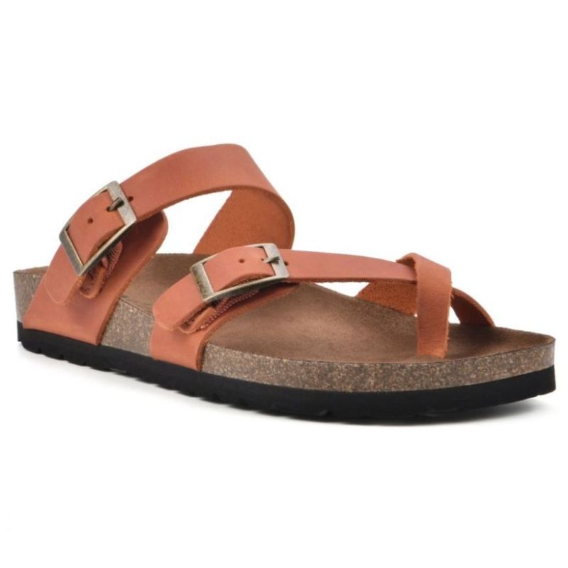 White Mountain Women's Gracie Leather Footbeds Sandal-Rust Leather | Canada Outlet