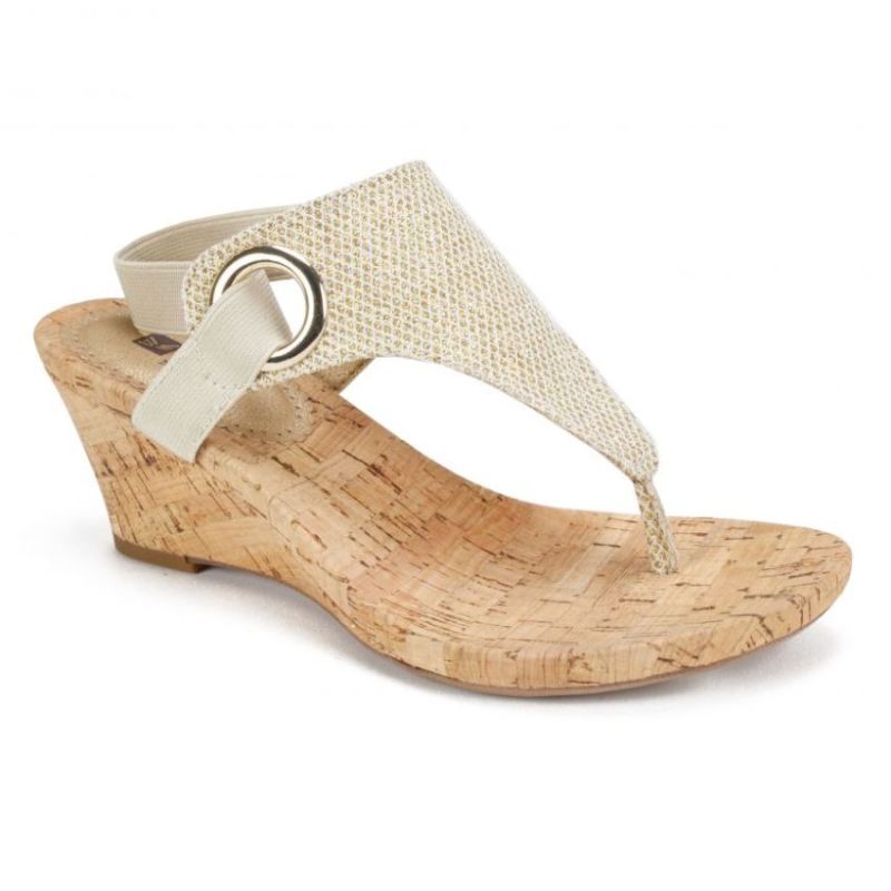 White Mountain Women's Aida Wedge Sandal-Gold | Canada Outlet