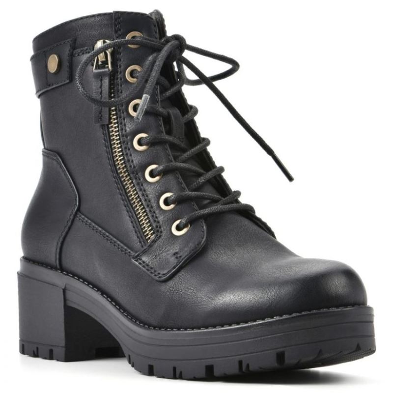 White Mountain Women's Reggie Bootie-Black Faux Leather | Canada Outlet
