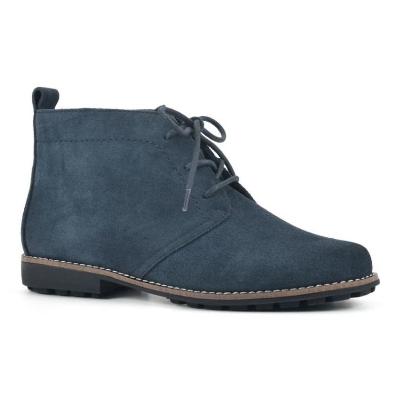 White Mountain Women's Auburn Wide Suede Bootie-Navy Suede | Canada Outlet