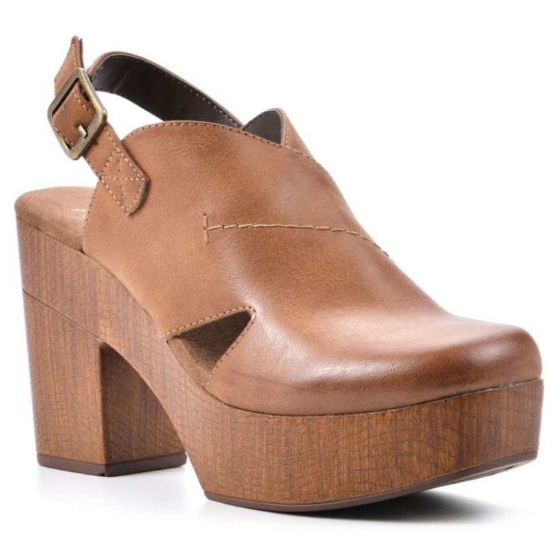 White Mountain Women's Thalia Footbeds Clog-Dark Tan Faux Leather | Canada Outlet