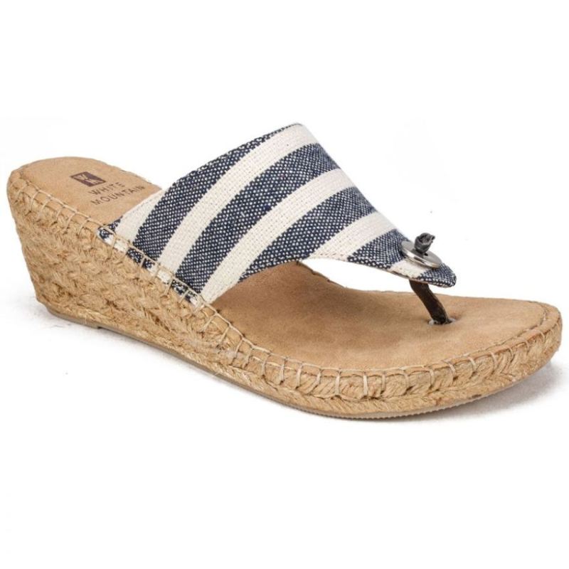 White Mountain Women's Beachball Wedge Sandal-Navy | Canada Outlet