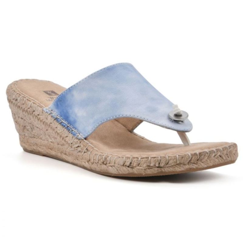 White Mountain Women's Beachball Wedge Sandal-Blue Tie-Dye Fabric | Canada Outlet